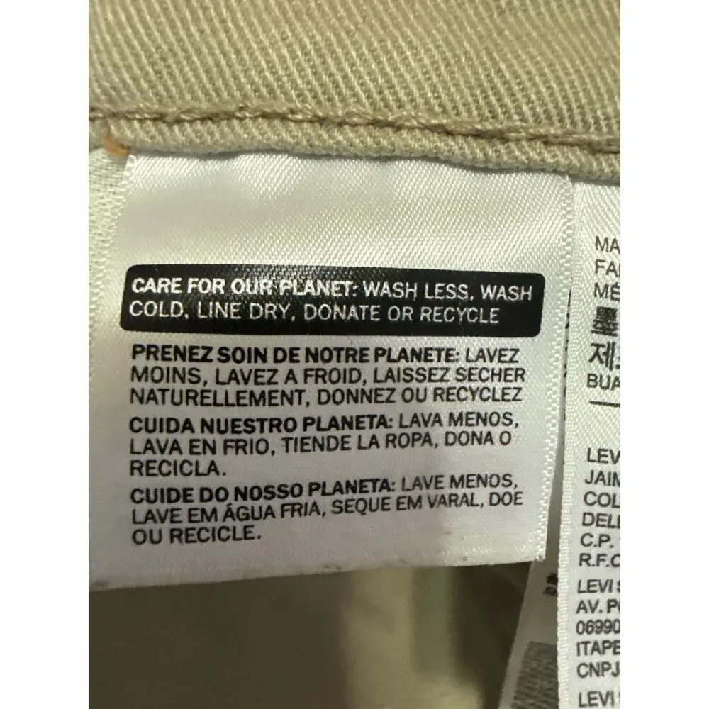 Levi's 502 Men's Beige High Waist Straight Leg Chino Khaki Trousers Pants Sz 34